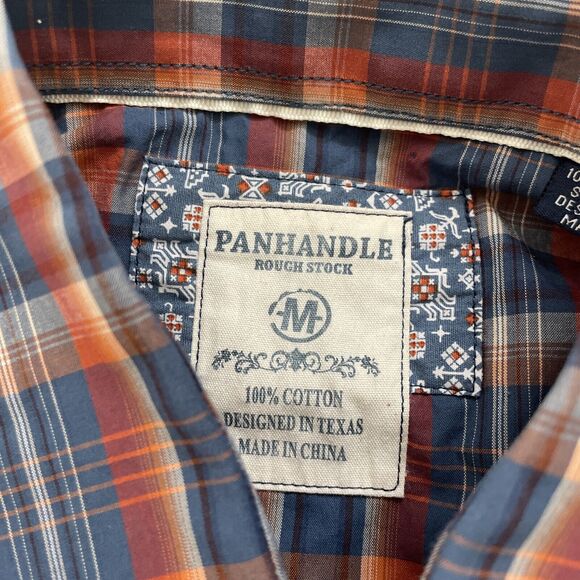 Panhandle Rough Stock Shirt Western Rodeo Mens Medium Flip Cuff‎ Pearl Snaps - Picture 4 of 10